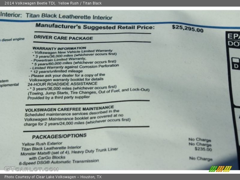 Yellow Rush / Titan Black 2014 Volkswagen Beetle TDI