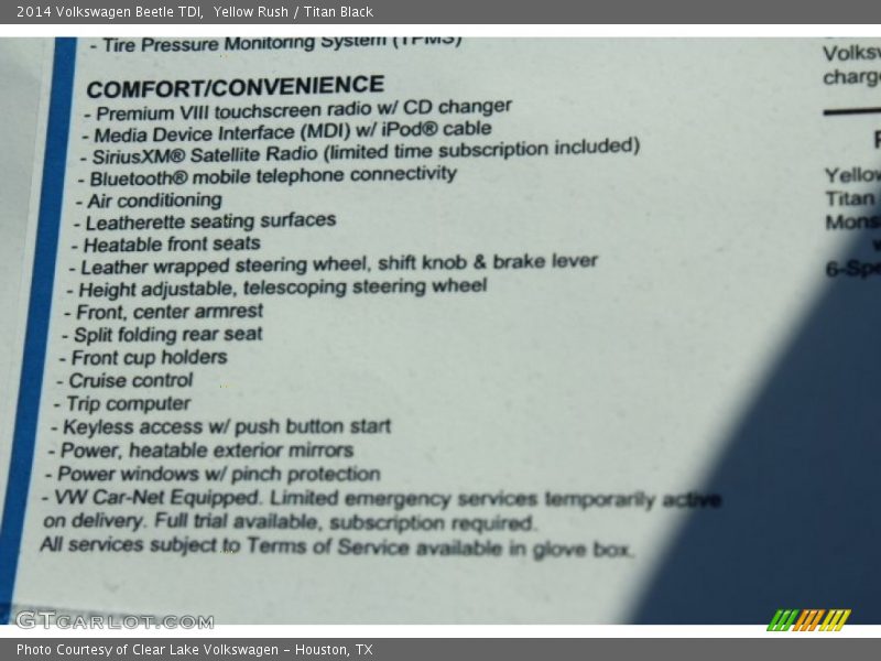 Yellow Rush / Titan Black 2014 Volkswagen Beetle TDI