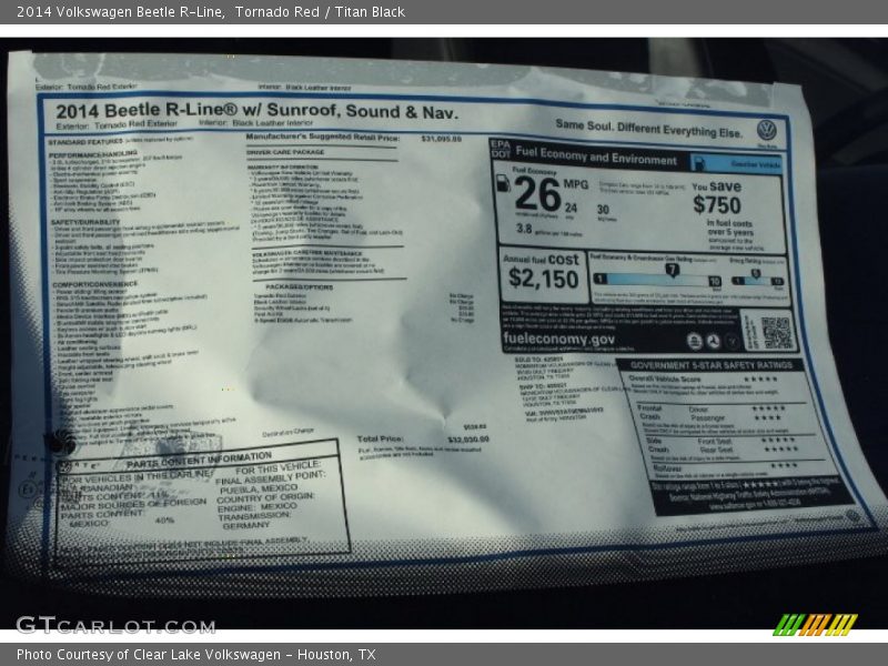 Tornado Red / Titan Black 2014 Volkswagen Beetle R-Line