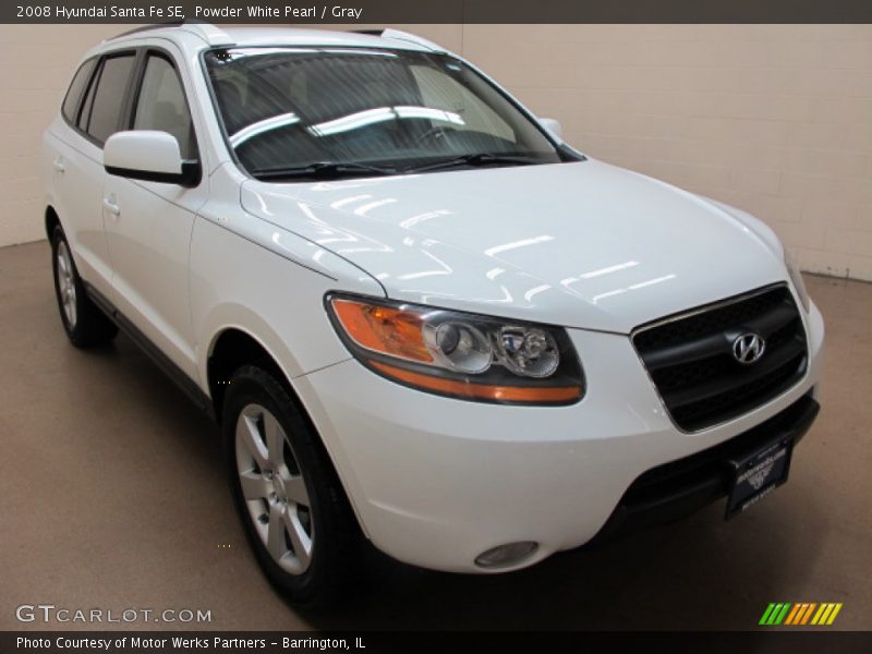 Powder White Pearl / Gray 2008 Hyundai Santa Fe SE