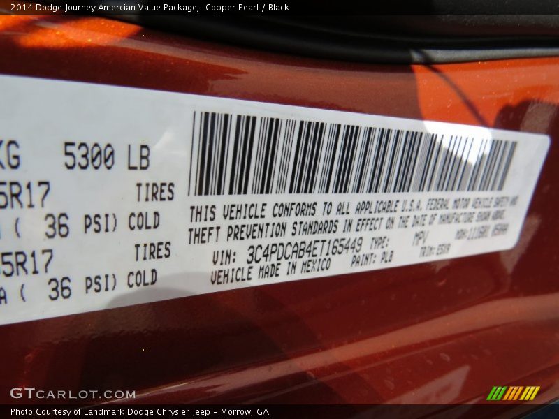 Copper Pearl / Black 2014 Dodge Journey Amercian Value Package
