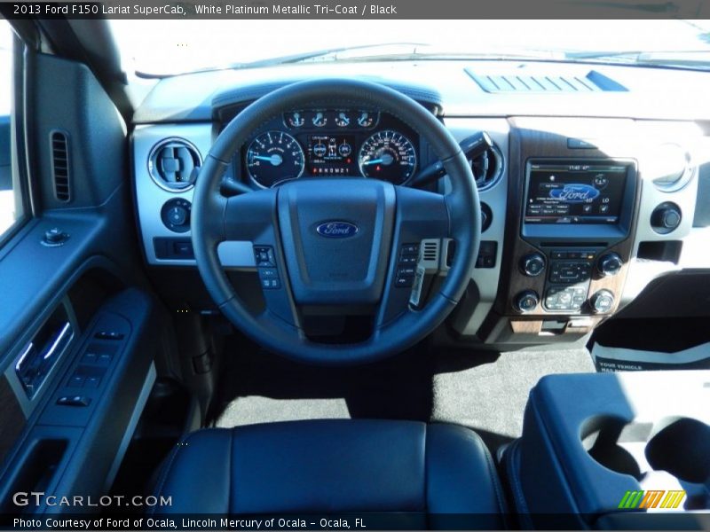 White Platinum Metallic Tri-Coat / Black 2013 Ford F150 Lariat SuperCab