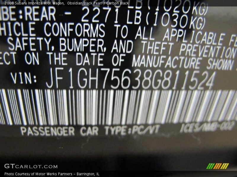 Obsidian Black Pearl / Carbon Black 2008 Subaru Impreza WRX Wagon