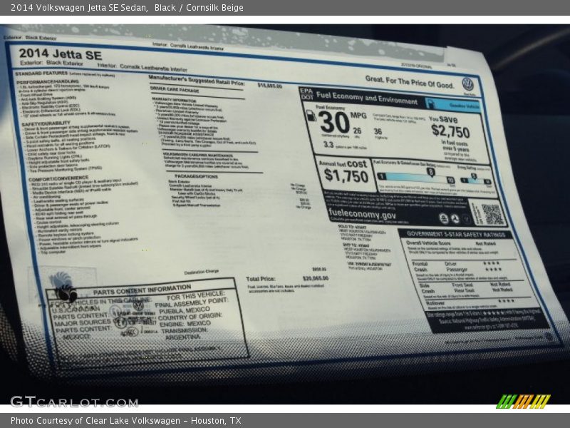 Black / Cornsilk Beige 2014 Volkswagen Jetta SE Sedan