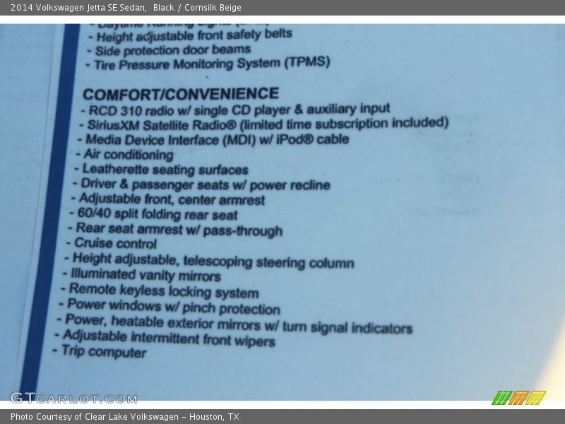 Black / Cornsilk Beige 2014 Volkswagen Jetta SE Sedan