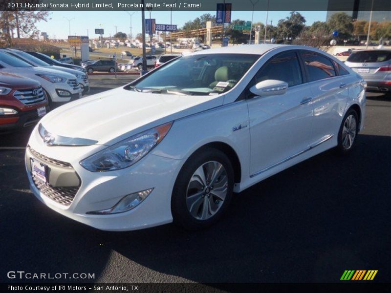 Porcelain White Pearl / Camel 2013 Hyundai Sonata Hybrid Limited