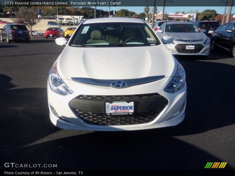 Porcelain White Pearl / Camel 2013 Hyundai Sonata Hybrid Limited