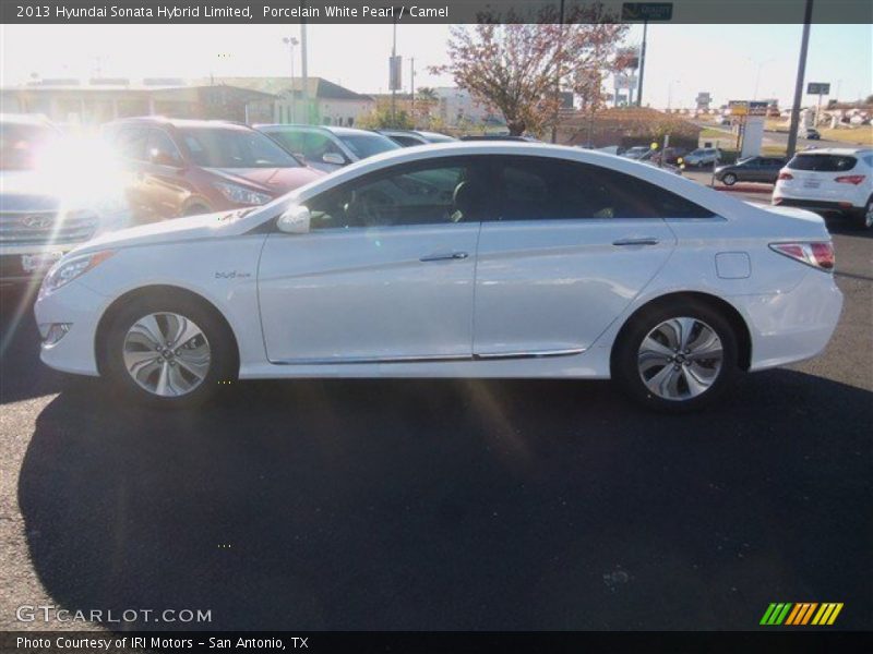 Porcelain White Pearl / Camel 2013 Hyundai Sonata Hybrid Limited