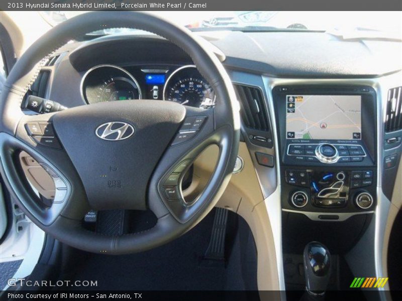 Porcelain White Pearl / Camel 2013 Hyundai Sonata Hybrid Limited
