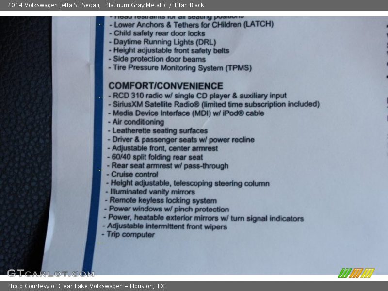 Platinum Gray Metallic / Titan Black 2014 Volkswagen Jetta SE Sedan