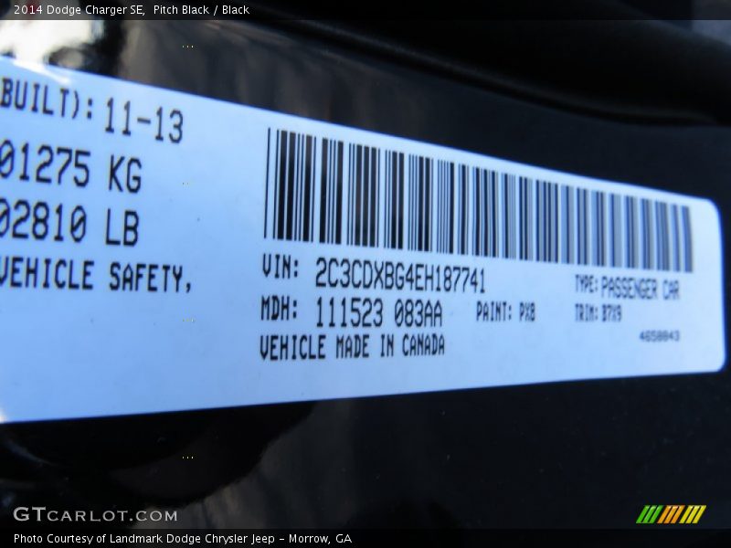 Pitch Black / Black 2014 Dodge Charger SE