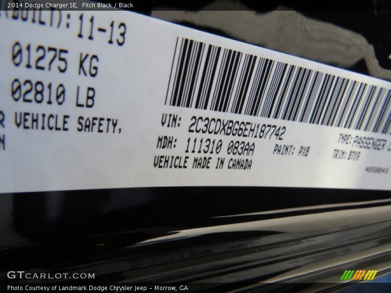 Pitch Black / Black 2014 Dodge Charger SE