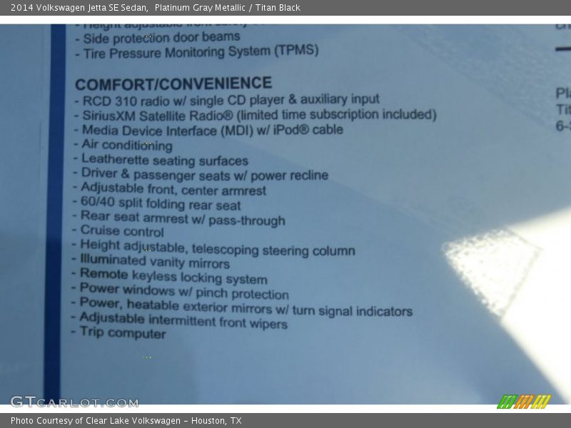 Platinum Gray Metallic / Titan Black 2014 Volkswagen Jetta SE Sedan