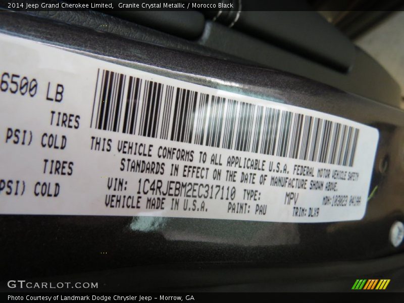 Granite Crystal Metallic / Morocco Black 2014 Jeep Grand Cherokee Limited