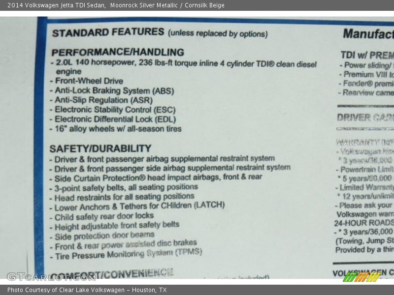 Moonrock Silver Metallic / Cornsilk Beige 2014 Volkswagen Jetta TDI Sedan