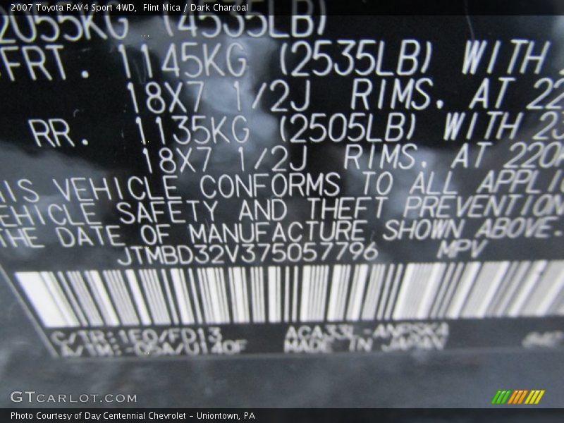 Flint Mica / Dark Charcoal 2007 Toyota RAV4 Sport 4WD