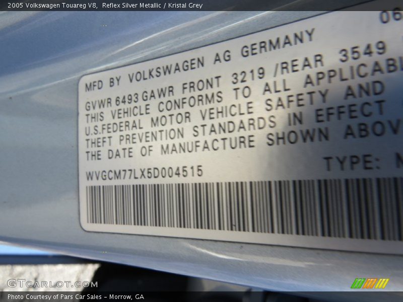 Reflex Silver Metallic / Kristal Grey 2005 Volkswagen Touareg V8