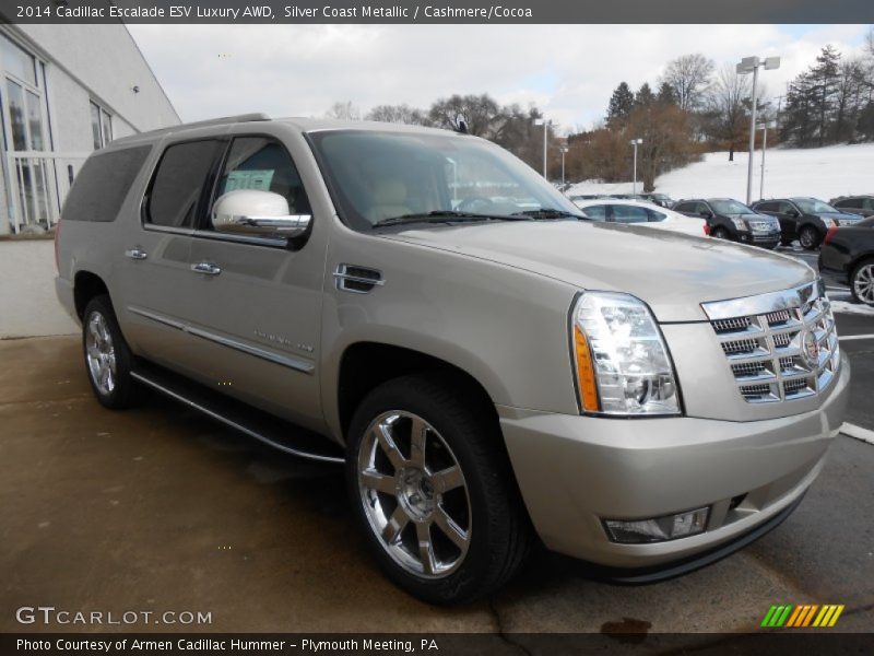 Silver Coast Metallic / Cashmere/Cocoa 2014 Cadillac Escalade ESV Luxury AWD