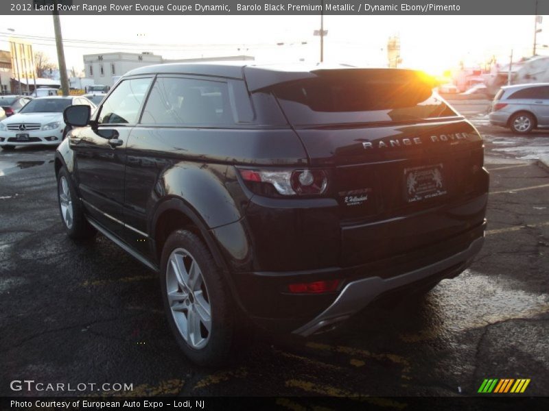 Barolo Black Premium Metallic / Dynamic Ebony/Pimento 2012 Land Rover Range Rover Evoque Coupe Dynamic
