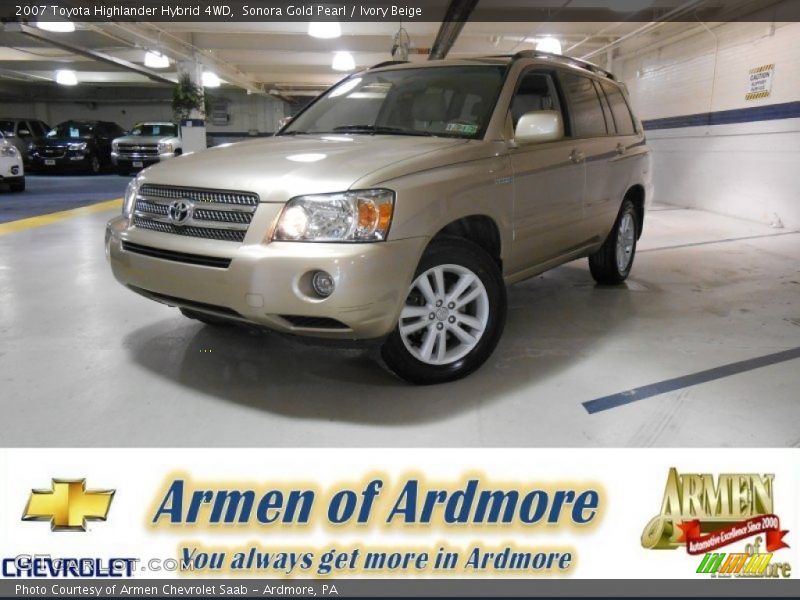 Sonora Gold Pearl / Ivory Beige 2007 Toyota Highlander Hybrid 4WD