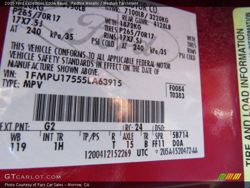 Redfire Metallic / Medium Parchment 2005 Ford Expedition Eddie Bauer