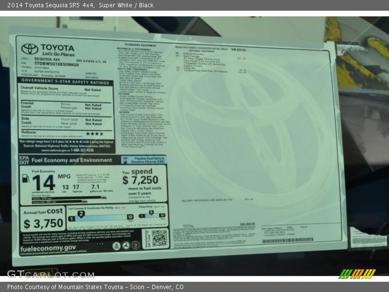 Super White / Black 2014 Toyota Sequoia SR5 4x4