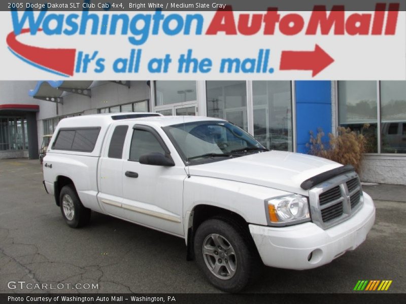 Bright White / Medium Slate Gray 2005 Dodge Dakota SLT Club Cab 4x4