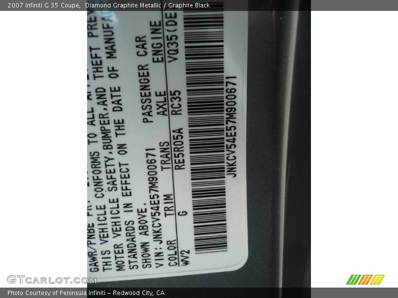 Diamond Graphite Metallic / Graphite Black 2007 Infiniti G 35 Coupe