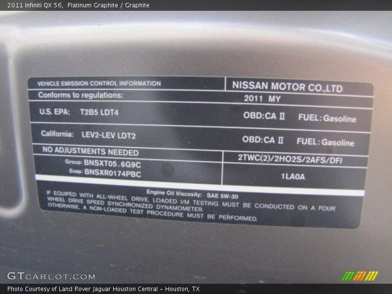 Info Tag of 2011 QX 56