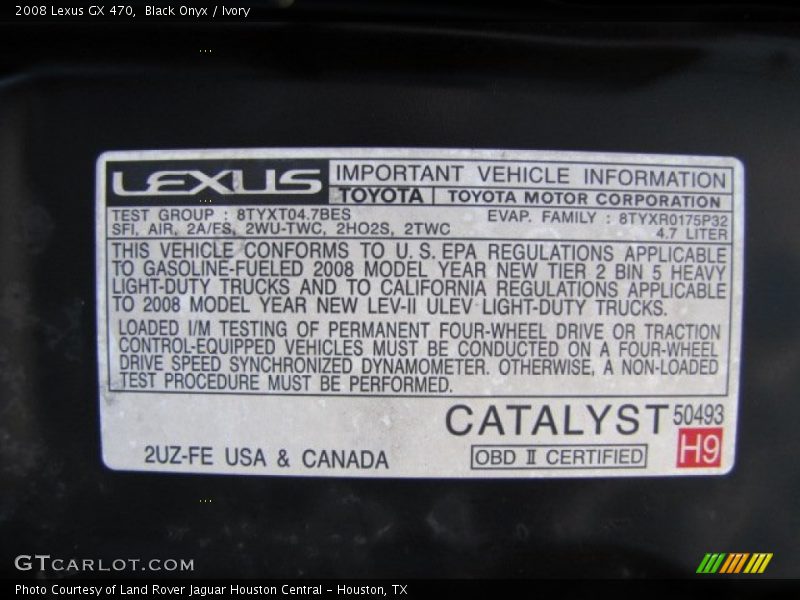 Black Onyx / Ivory 2008 Lexus GX 470
