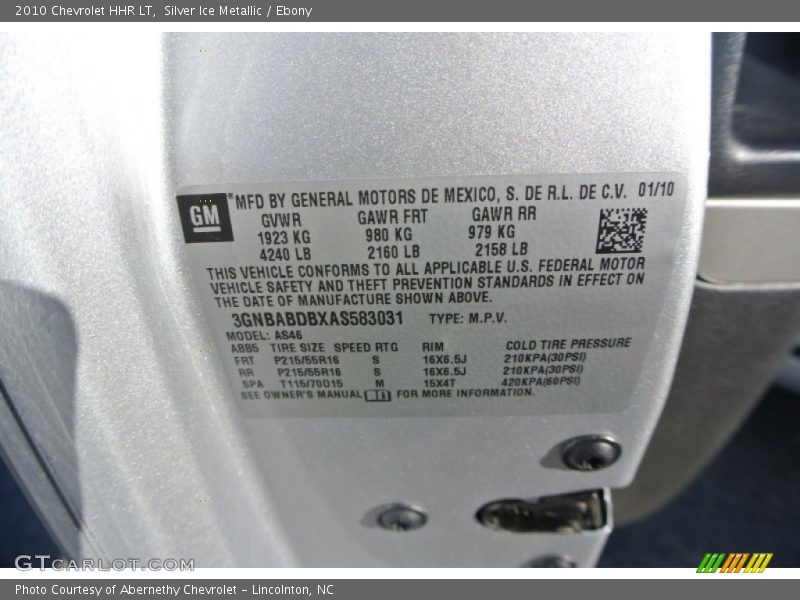 Silver Ice Metallic / Ebony 2010 Chevrolet HHR LT