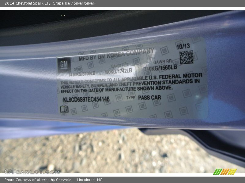 Grape Ice / Silver/Silver 2014 Chevrolet Spark LT
