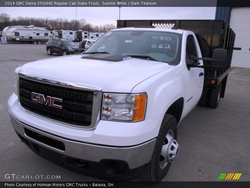 Summit White / Dark Titanium 2014 GMC Sierra 3500HD Regular Cab Stake Truck