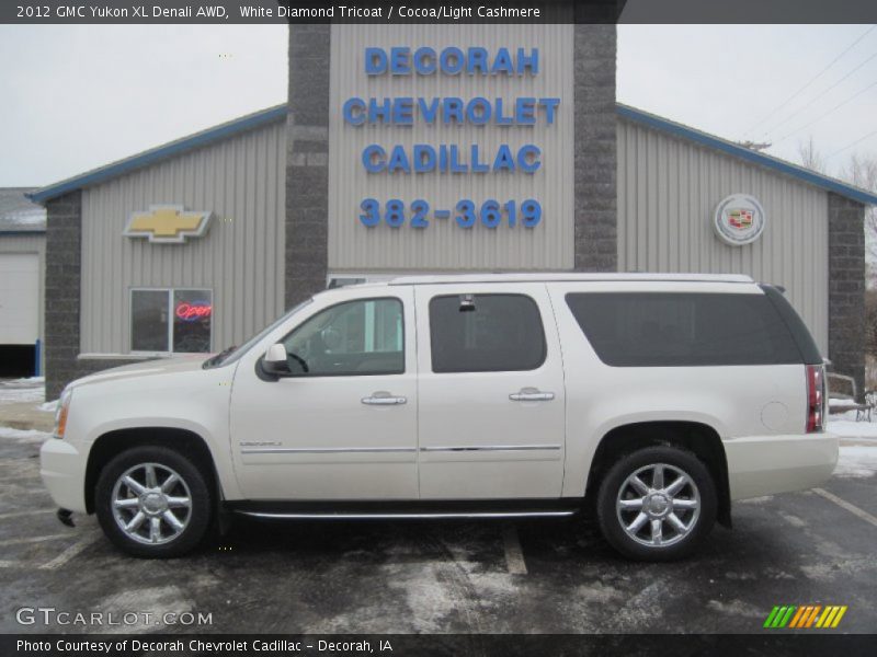 White Diamond Tricoat / Cocoa/Light Cashmere 2012 GMC Yukon XL Denali AWD