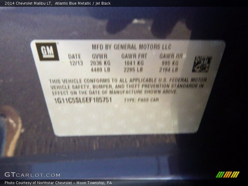Atlantis Blue Metallic / Jet Black 2014 Chevrolet Malibu LT