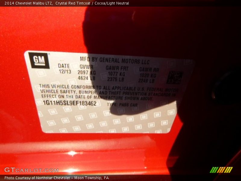 Crystal Red Tintcoat / Cocoa/Light Neutral 2014 Chevrolet Malibu LTZ