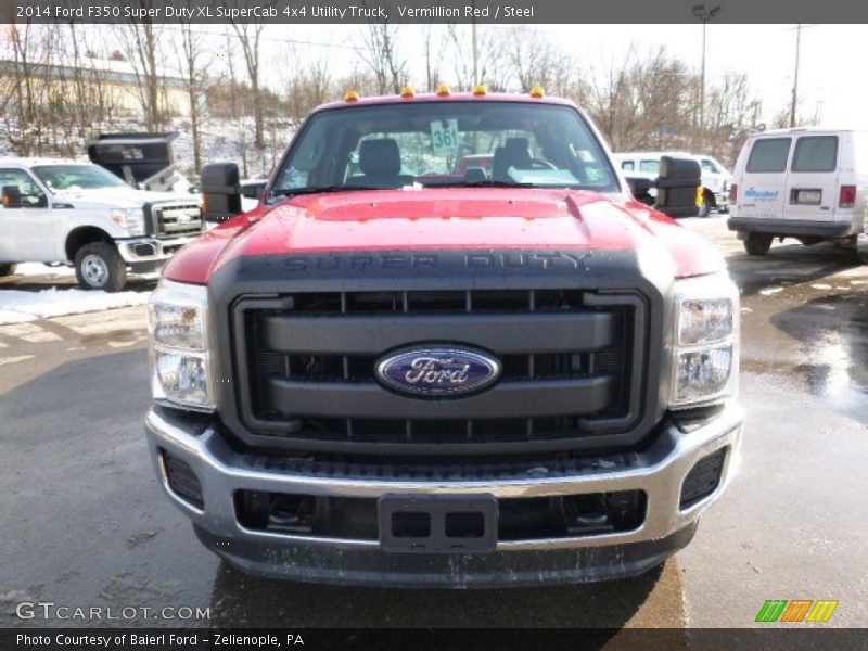 Vermillion Red / Steel 2014 Ford F350 Super Duty XL SuperCab 4x4 Utility Truck