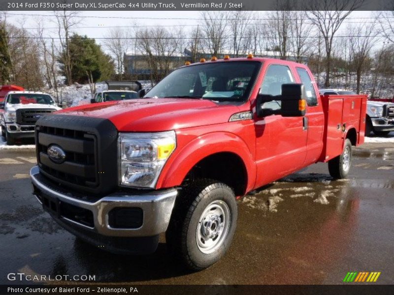 Vermillion Red / Steel 2014 Ford F350 Super Duty XL SuperCab 4x4 Utility Truck