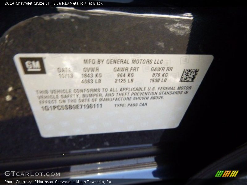 Blue Ray Metallic / Jet Black 2014 Chevrolet Cruze LT