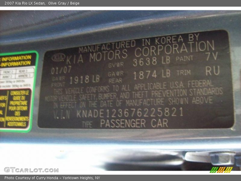 Olive Gray / Beige 2007 Kia Rio LX Sedan