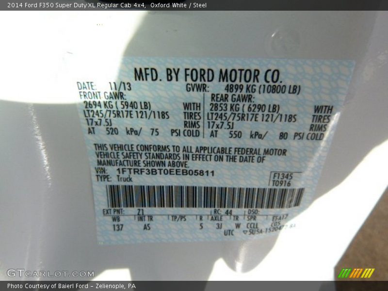 Oxford White / Steel 2014 Ford F350 Super Duty XL Regular Cab 4x4