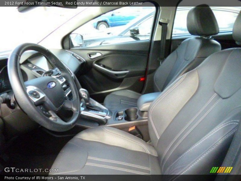 Red Candy Metallic / Charcoal Black Leather 2012 Ford Focus Titanium Sedan