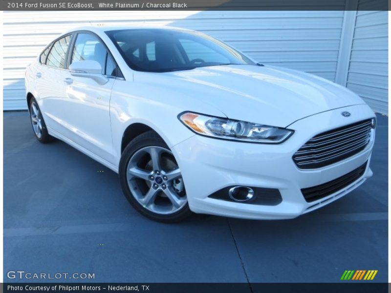 White Platinum / Charcoal Black 2014 Ford Fusion SE EcoBoost