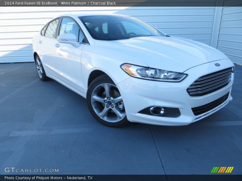 White Platinum / Charcoal Black 2014 Ford Fusion SE EcoBoost