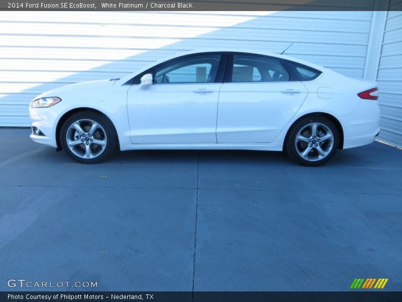 White Platinum / Charcoal Black 2014 Ford Fusion SE EcoBoost