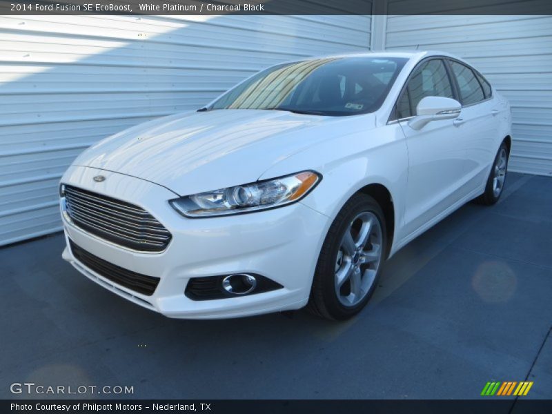 White Platinum / Charcoal Black 2014 Ford Fusion SE EcoBoost