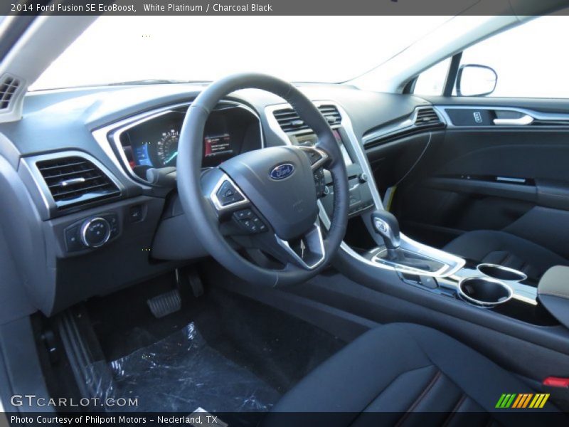 White Platinum / Charcoal Black 2014 Ford Fusion SE EcoBoost