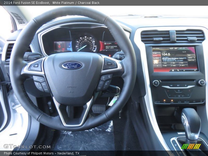White Platinum / Charcoal Black 2014 Ford Fusion SE EcoBoost