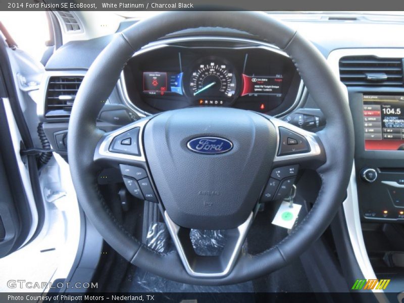 White Platinum / Charcoal Black 2014 Ford Fusion SE EcoBoost