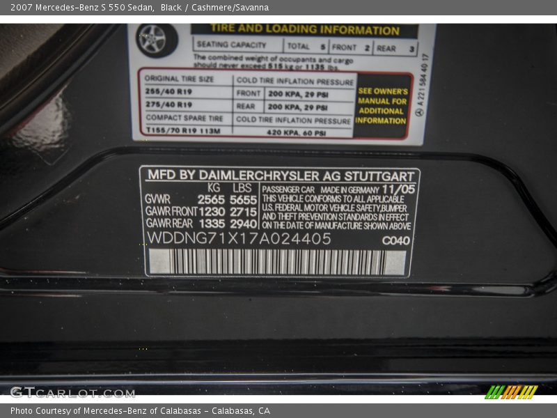 Black / Cashmere/Savanna 2007 Mercedes-Benz S 550 Sedan